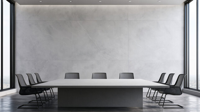 Modern Empty Conference Room with Boardroom Table and Chairs
