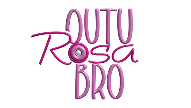 Ilustra&ccedil;&atilde;o Outubro Rosa 3D met&aacute;lico para design
