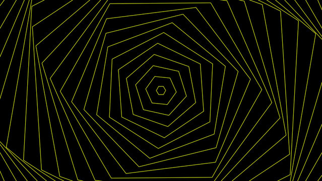 Abstract yellow geometric heptagon spiral lines pattern for modern digital design.