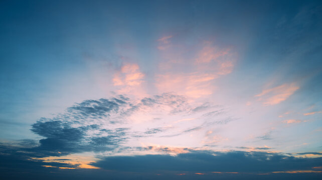 4k Aerial of Cloud with sunset sky background in Thailand,Cloudscape time lapse background Dark red purple sunset sky Nature background, sunset in the clouds	