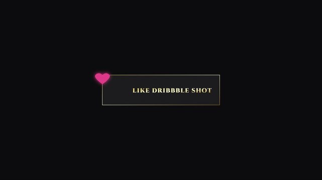 Like dribbble shot animated button overlay with pulsing pink heart for social media engagement and creative projects animation 4k