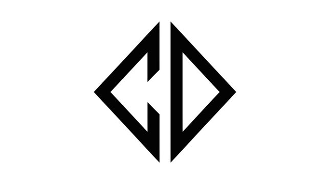 Abstract CD logo design with split diamond motif.