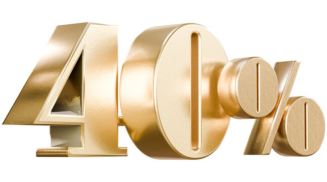 Large three dimensional gold 40 percent symbol