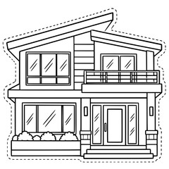 Fototapeta premium Home & House Coloring Template for DIY Crafts, Bulletin Board Decor & Classroom Activities | Printable Different House Styles Cutouts with Dashed Cut Lines