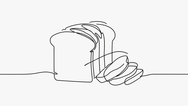 continue line art of bread slices outline illustration.ai 