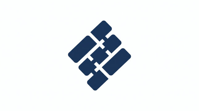 Dark blue geometric logo mark featuring an interconnected grid of rounded rectangular bars forming a diamond shape, ideal for cloud servers, data infrastructure, and tech networks.