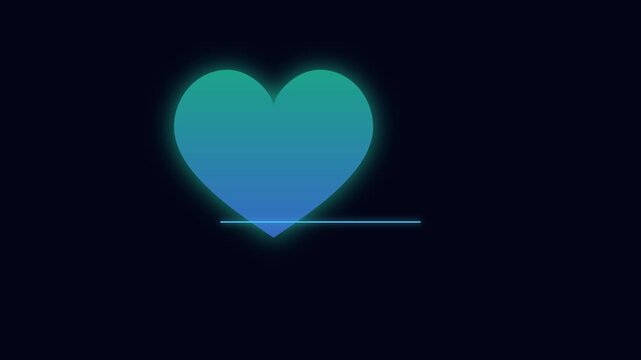 Neon heart pulse animation with glowing gradient effect on dark 4k background