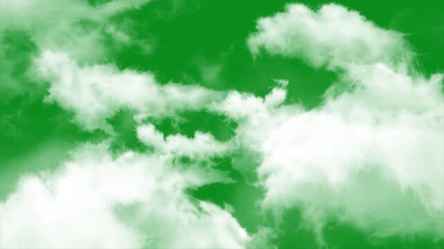 Moving Clouds Green Screen Animation, White Cloud Overlay, Sky Clouds on Green Screen Background