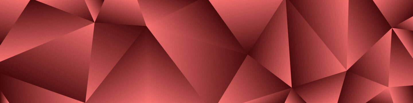 Abstract red Geometric Crystal Background &ndash; Faceted Low Poly Banner with Light Reflections