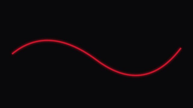 Red neon sine wave motion on animation 4k black background