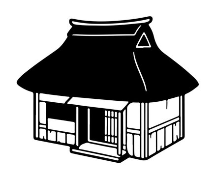 Traditional japanese minka farmhouse vector illustration icon