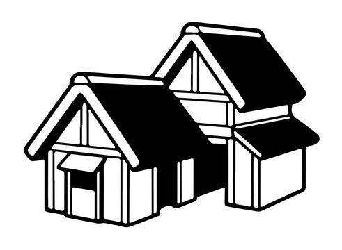 Traditional japanese minka farmhouse vector illustration icon