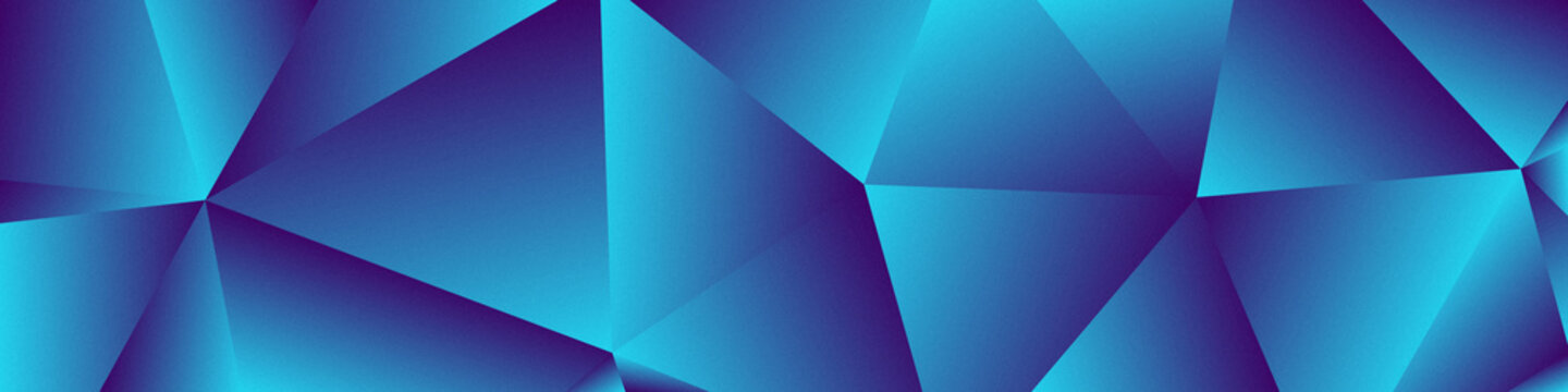 Abstract purple and cyan Geometric Crystal Background &ndash; Faceted Low Poly Banner with Light Reflections
