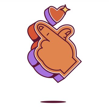 love hand gesture animation with love object for element design