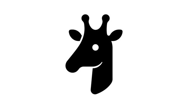 Minimalist Black Silhouette of a Giraffe Head Icon Isolated on White Background for Logo Design