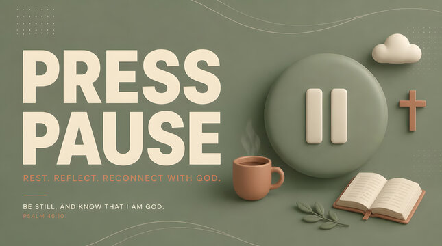 Suitable for faith-based designs, blogs, or social media posts. A calming pause button with spiritual symbols creates a soothing atmosphere.