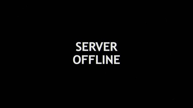 Server offline text animation with digital glitch and chromatic aberration effect