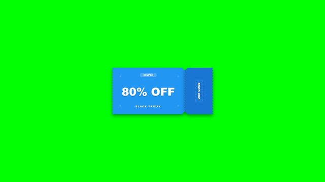 80 percent off blue coupon ticket for black friday sale promotion animation