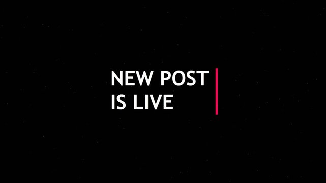 New post is live text animation with a minimalist red vertical line element