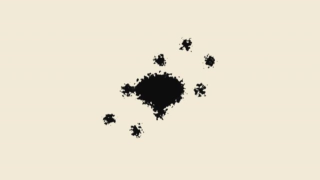 Black ink blotch animation expanding on a white background with a stop motion aesthetic.