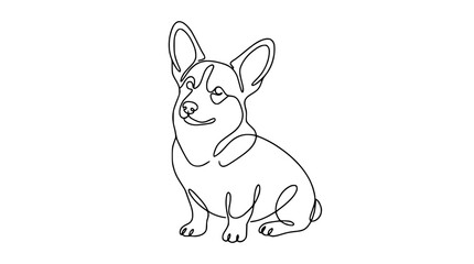Naklejka premium Cute Corgi Dog Line Art Isolated on Transparent Background