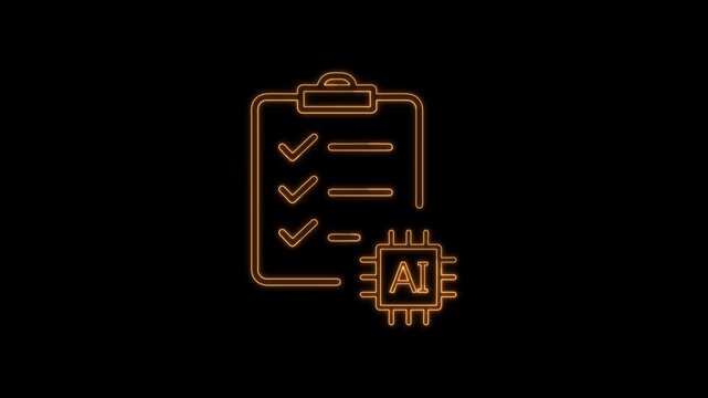 AI Task Manager Outline Icon Animation, Modern Line Symbol, Seamless Loop, 4K Stock Video
