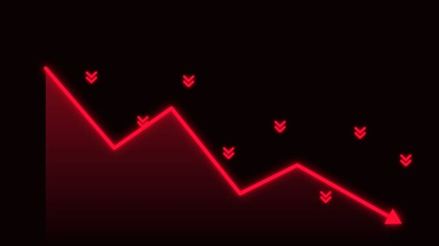 Red Financial Chart Downward Trend Arrow Motion Graphic 4K Bear Market Stock Crash