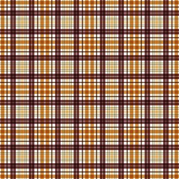 A seamless tartan plaid pattern featuring warm autumn colors including brown, orange, and beige. 