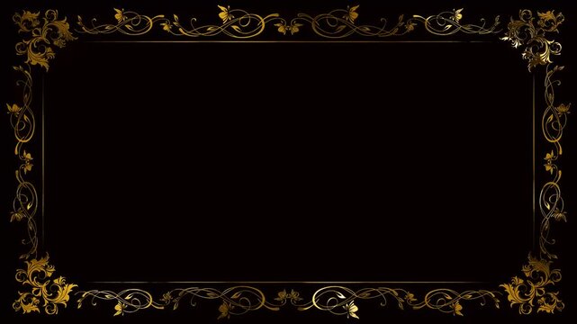 golden floral frame on the green screen background