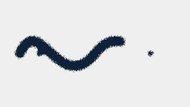 Dark blue textured wavy paint stroke disappearing on a clean white background with a hand-drawn animation effect