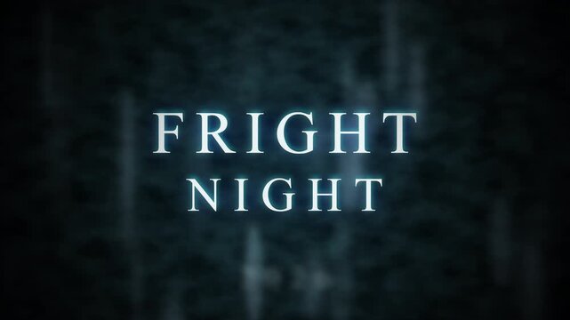 Horror Film Title Animation Fright Night Text Reveal on Dark Rainy Background