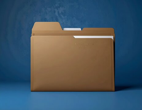 Brown manila file folder on blue background.