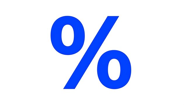 Blue percentage symbol on clean white background.