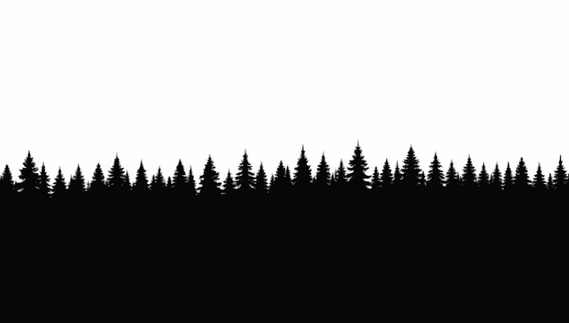 Forest trees set. tree silhouettes for winter forest landscape design, Mountain landscape. Mountains and coniferous forest. Christmas tree, fir-tree, pine, pine-tree
