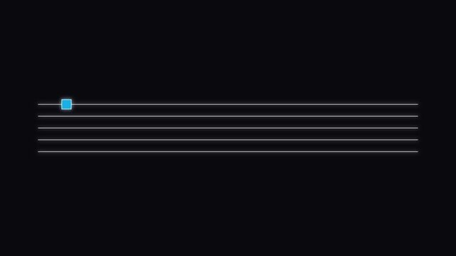 Minimalist music staff animation with moving blue note for audio visualization and digital media projects 4k