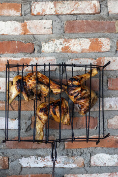 Grilled Chicken Pieces on Wire Rack