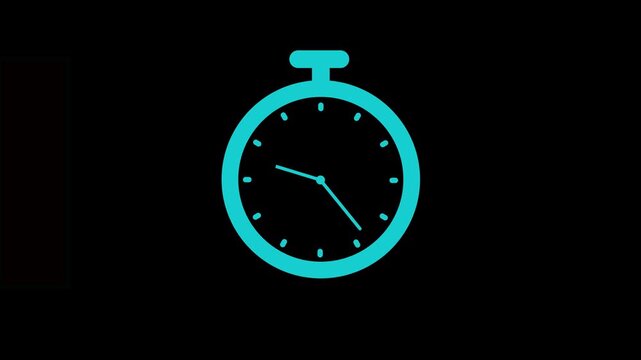 Stop watch or clock icon on white background. Clock timer with moving arrows and loop time lapse animation. Motion graphics of timer concept