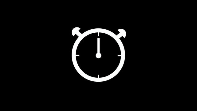 Glowing neon clock animation icon alarm clock stopwatch dial wall clock circle timer animated on black background. stopwatch icon design template Stopwatch icon