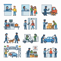 Fototapeta premium Illustrated Daily Life and Service Industry Scenes.