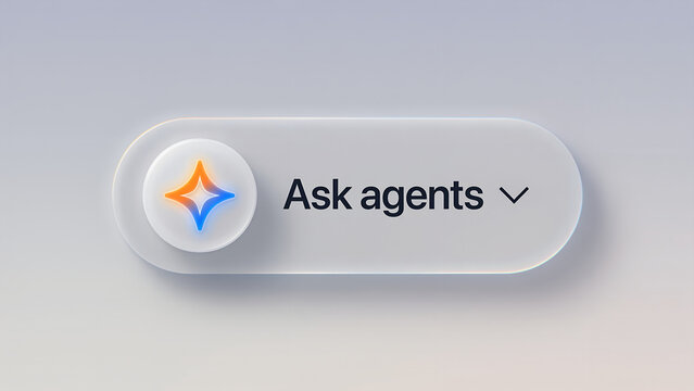 Rounded button with star shaped icon and text glassmorphism style
