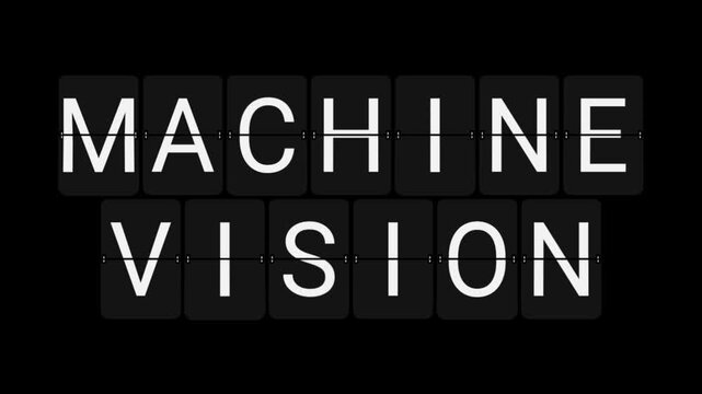 Split-Flap Blank to MACHINE VISION Industrial Technology Display Animation on Black Background
