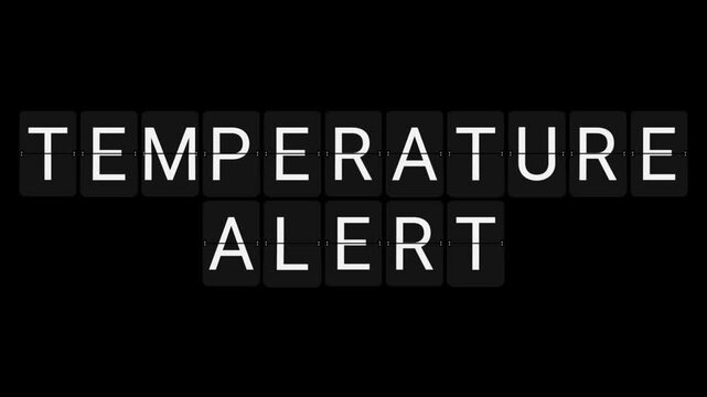 Split-Flap Blank to TEMPERATURE ALERT Industrial Display Animation on Black Background