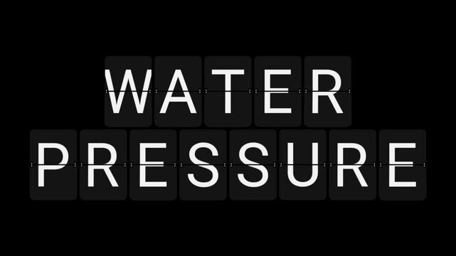Split-Flap Blank to WATER PRESSURE Utility Display Animation on Black Background