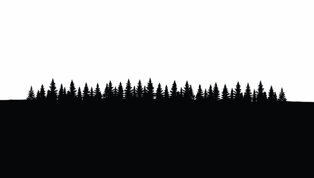 Forest trees set. tree silhouettes for winter forest landscape design, Mountain landscape. Mountains and coniferous forest. Christmas tree, fir-tree, pine, pine-tree
