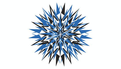 Obraz premium Abstract sharp circular starburst design with blue, black, and white pointed elements, perfect for modern graphic prints.