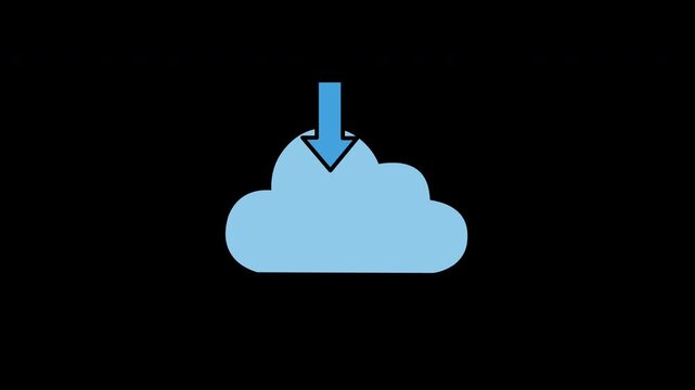 2D Animated Cloud Download Icon on Black Background