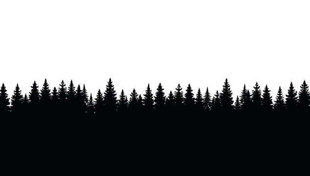 Forest trees set. tree silhouettes for winter forest landscape design, Mountain landscape. Mountains and coniferous forest. Christmas tree, fir-tree, pine, pine-tree
