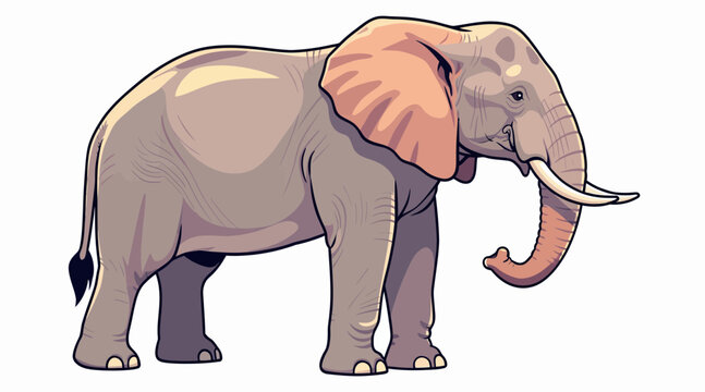 Cartoon elephant with big ears and tusks