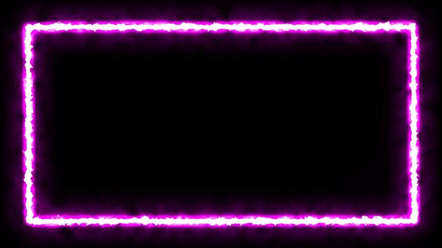Frame overlay animation with glowing pink neon rectangle on transparent background. Suitable for modern tech or futuristic themed videos.