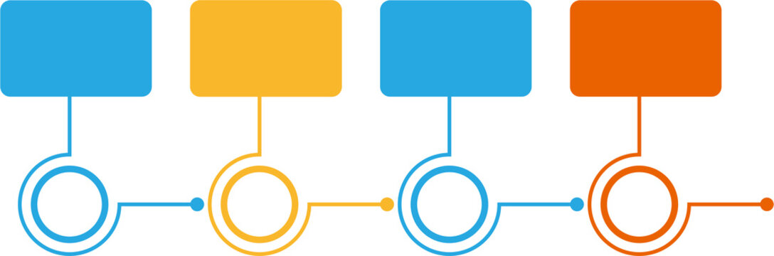 Colorful Process Flow Diagram with Rectangular Blocks and Connected Circular Nodes PNG Isolated on Transparent Background